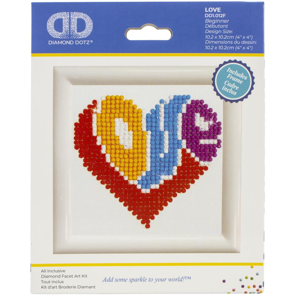 LOVE-HEART Diamond Art Kit with Frame 4X4 by Diamond Dotz
