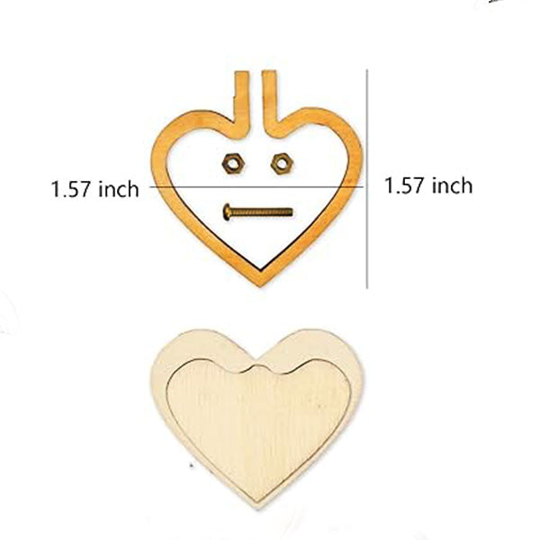 Heart Shaped Mini Wood Embroidery Hoop Pendant Ornament Decoration-1.57 inch diameter