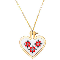 Heart Shaped Mini Wood Embroidery Hoop Pendant Ornament Decoration-1.57 inch diameter