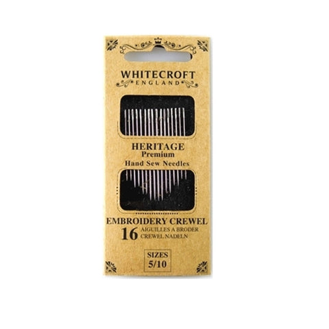 16 Heritage Hand Sew Embroidery Needles sizes 3/9 By Whitecroft LTD