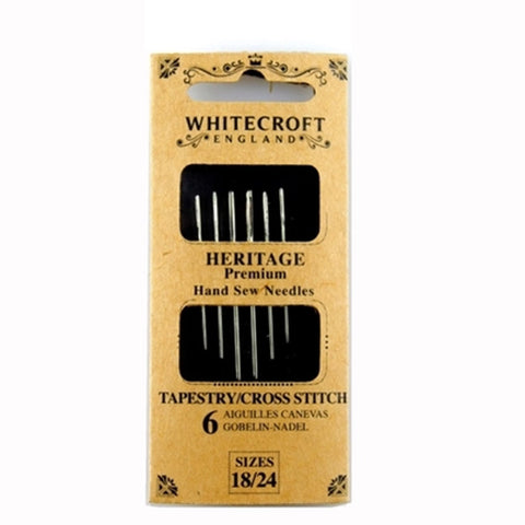 Heritage Hand Sew Tapestry Cross Stitch Needles sizes 18-24 By Whitecroft LTD