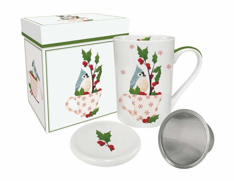 Holiday Cheer Gift Boxed Tea Mug with Lid and Strainer by from PPD