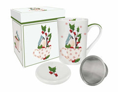 Holiday Cheer Gift Boxed Tea Mug with Lid and Strainer by from PPD