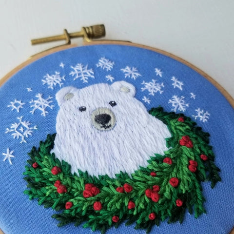 Holiday Bear Beginner Embroidery Kit By Jessica Long Embroidery