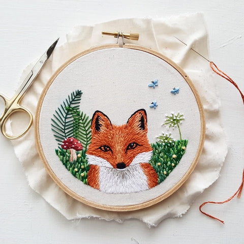 Red Fox Embroidery Kit By Jessica Long Embroidery