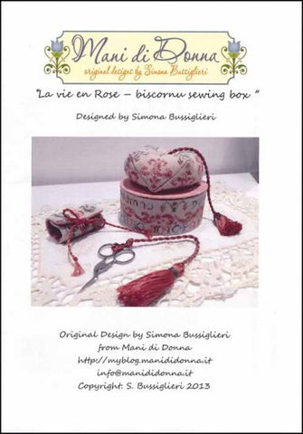 La Vie En Rose Biscornu Sewing Box By Mani di Donna Counted Cross Stitch Pattern
