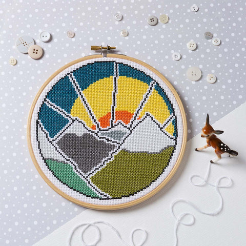 Mountain Adventure Cross Stitch Kit  Beginner Craft Kit From Hawthorn Handmade