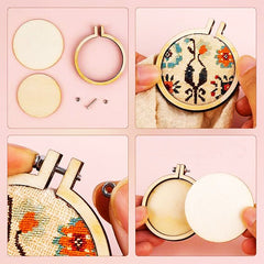Mini Wood Embroidery Hoop Pendant Ornament Decoration-1.6 inch diameter