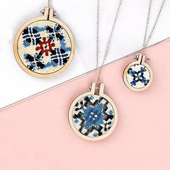 Mini Wood Embroidery Hoop Pendant Ornament Decoration-1.6 inch diameter