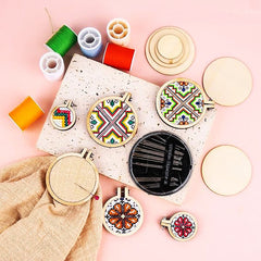 Mini Wood Embroidery Hoop Pendant Ornament Decoration-1.6 inch diameter