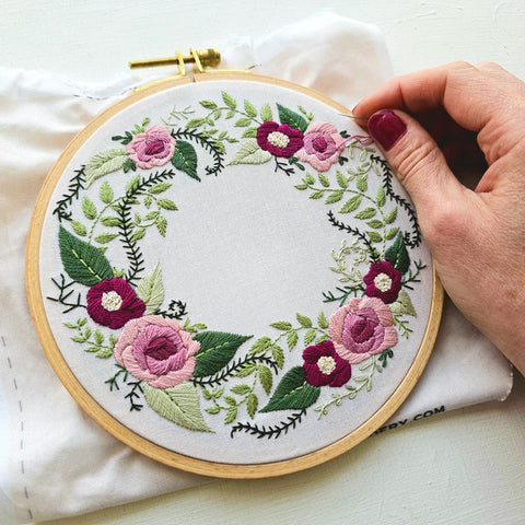 Romantic Floral Wreath Embroidery Kit By Jessica Long Embroidery