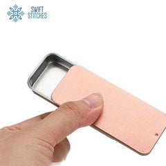 ROSE GOLD SLIDE TOP SMALL TIN CONTAINER STORAGE OR NEEDLE CASE