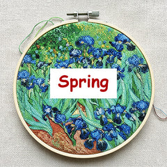 Irises in the Garden detail inspired by Impressionist Vincent Van