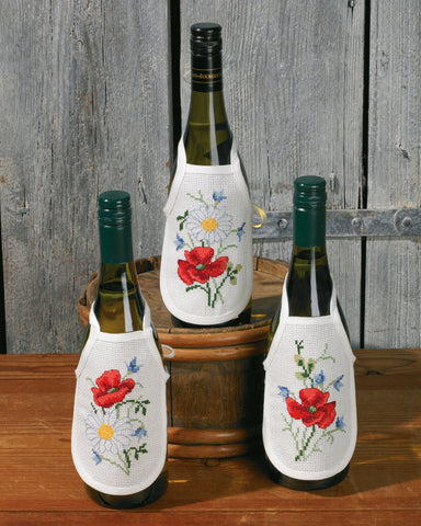 Summer Flowers Bottle Aprons (3 designs) Counted Cross Stitch Kit  by Permin Scandinavian