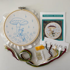 Toadstool Serenade Frog & Mushroom Embroidery Kit By Stitches By Tiff
