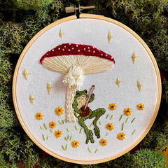 Toadstool Serenade Frog & Mushroom Embroidery Kit By Stitches By Tiff