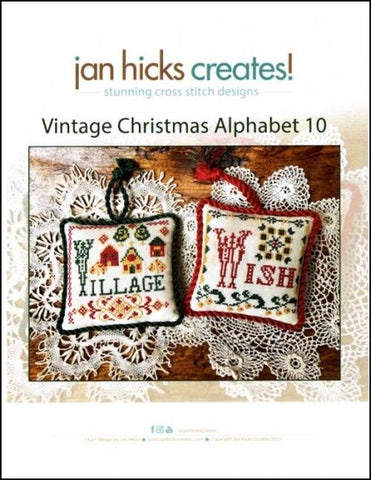 Vintage Christmas Alphabet 10 by Jan Hicks Creates Counted Cross Stitch Pattern
