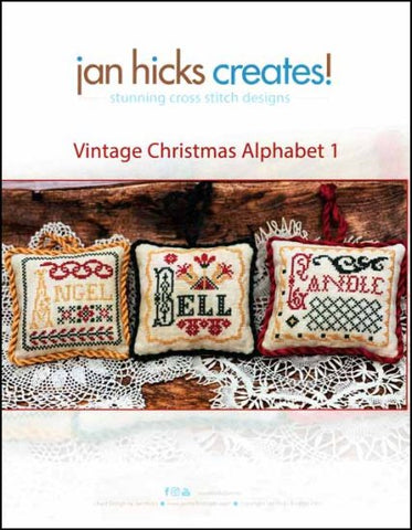 Vintage Christmas Alphabet 1 by Jan Hicks Creates Counted Cross Stitch Pattern