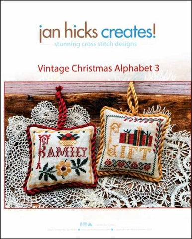 Vintage Christmas Alphabet 3 by Jan Hicks Creates Counted Cross Stitch Pattern