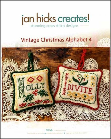 Vintage Christmas Alphabet 4 by Jan Hicks Creates Counted Cross Stitch Pattern