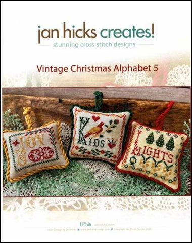 Vintage Christmas Alphabet 5 by Jan Hicks Creates Counted Cross Stitch Pattern