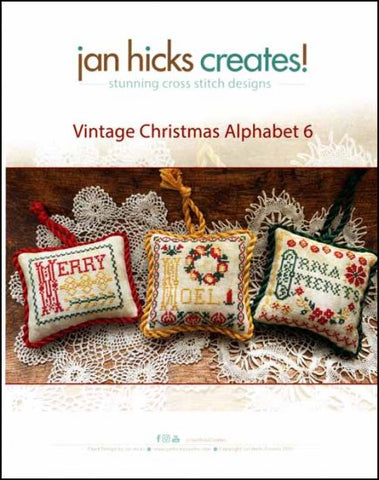 Vintage Christmas Alphabet 6 by Jan Hicks Creates Counted Cross Stitch Pattern