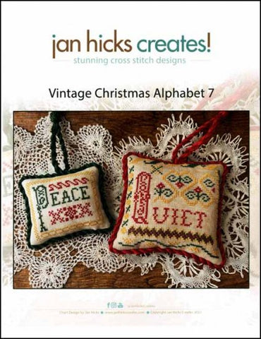 Vintage Christmas Alphabet 7 by Jan Hicks Creates Counted Cross Stitch Pattern