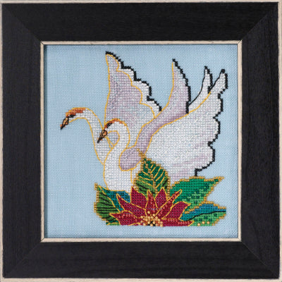 Laurel Burch WHITE SWANS by Mill Hill Counted Cross Stitch Kit
