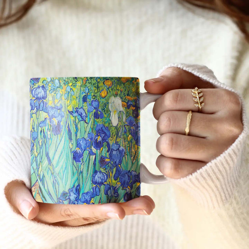 14 oz Ceramic Mug - Vincent Van Gogh Irises From Rain Capers