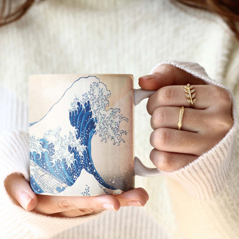 14 oz Ceramic Mug - Hokusai the Great Wave From Rain Capers