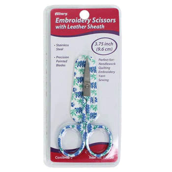 FLORAL EMBROIDERY SCISSORS WITH MATCHING SHEATH-Blue Flowers