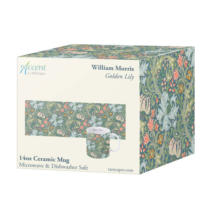 14 oz Ceramic Mug - William Morris Golden Lily From Rain Capers