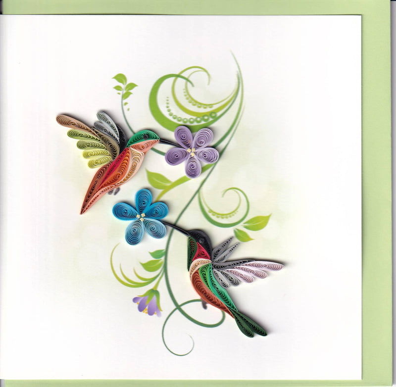 Hummingbirds Floral Quilling Card From Blue Bird Cards - The Artful ...