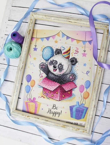 BE HAPPY PANDA Counted Cross Stitch Kit from M.P. Studia