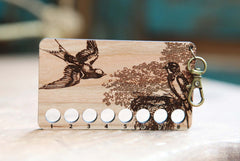 Cherry Wood Barn Swallow Embroidery Floss Storage Holder From Sunrise Grove