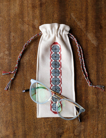 Blue Poppy Drawstring Bag by Avlea Folk Embroidery Counted Cross Stitch Kit