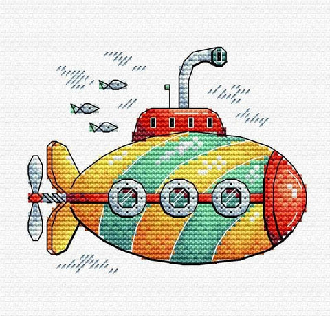 Cheerful Diving Submarine Counted Cross Stitch Kit from MP Studia