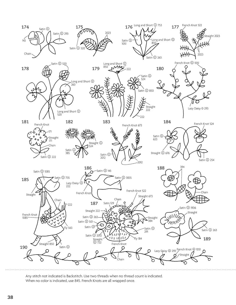500 Simply Charming Designs for Embroidery: Easy-to-Stitch Monograms and Motifs (Design Originals) Patterns for the Home, Holidays, Food, Animals, and Borders, with Stitch Guide and Gallery by LTD E & G Crafts Co