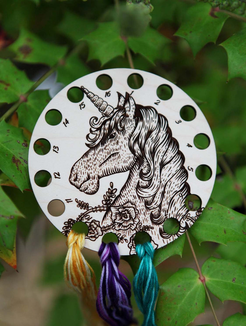 Maple Wood Unicorn Embroidery Floss Holder From Sunrise Grove