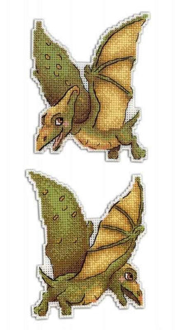 Pterodactyl Double Sided Dinosaur on Plastic Canvas Counted Cross Stitch Kit from M.P. Studia