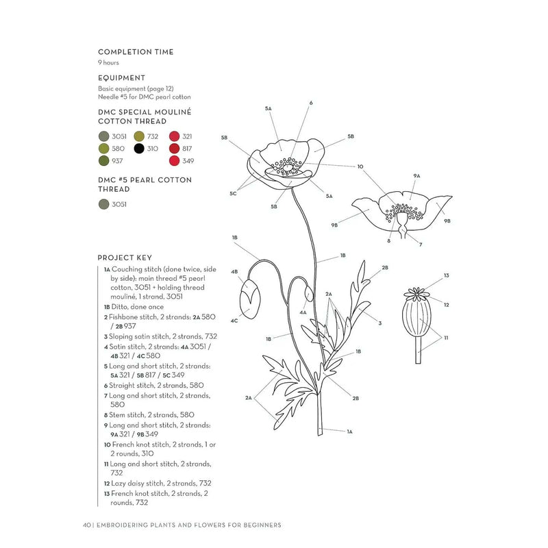 Embroidering Plants and Flowers For Beginners by Charlène Pourias