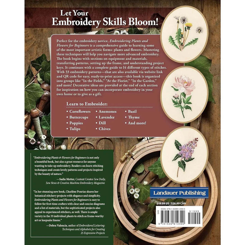 Embroidering Plants and Flowers For Beginners by Charlène Pourias