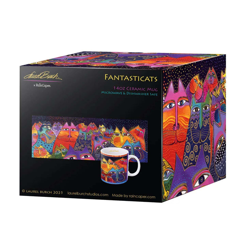 14 oz Ceramic Mug - Laurel Burch Fantasticats From Rain Capers