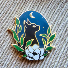 Black Cat ENAMEL NEEDLE MINDER By Jessica Long Embroidery