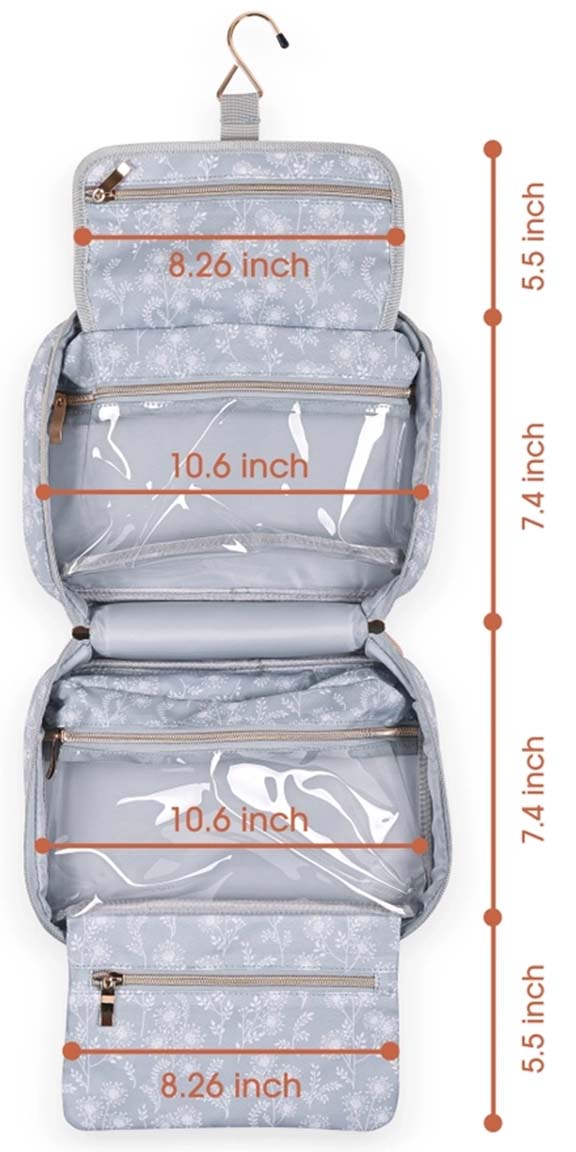 Blue Multi Compartment Travel Bag with Hanging Hook - Stitching Accessories Craft Organizer