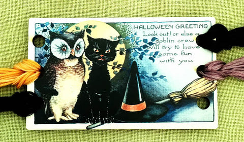 Kelmscott Design's Halloween Greetings Vintage Postcard Threadkeep