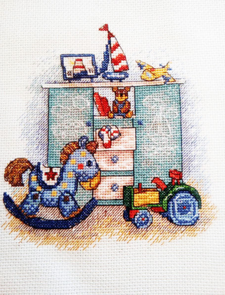 Cross Stitch Baby Boy Birth Sampler, Birth Announcement, Elephant