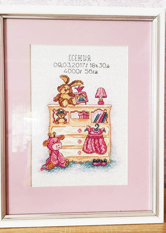 Birth Announcement-Girl Counted Cross Stitch Kit  from MP Studia