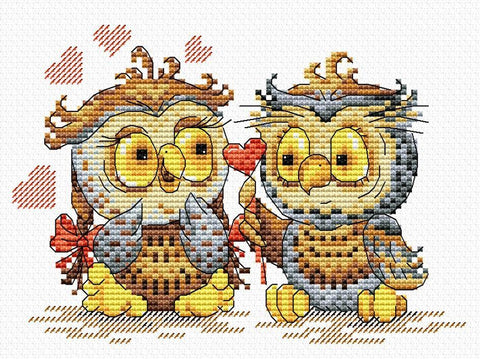 Love is in the Air-Cute Owls Counted Cross Stitch Kit from MP Studia