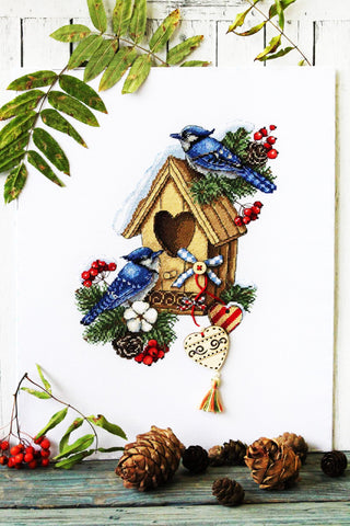 Blue Birds New House! Counted Cross Stitch Kit from M.P. Studia
